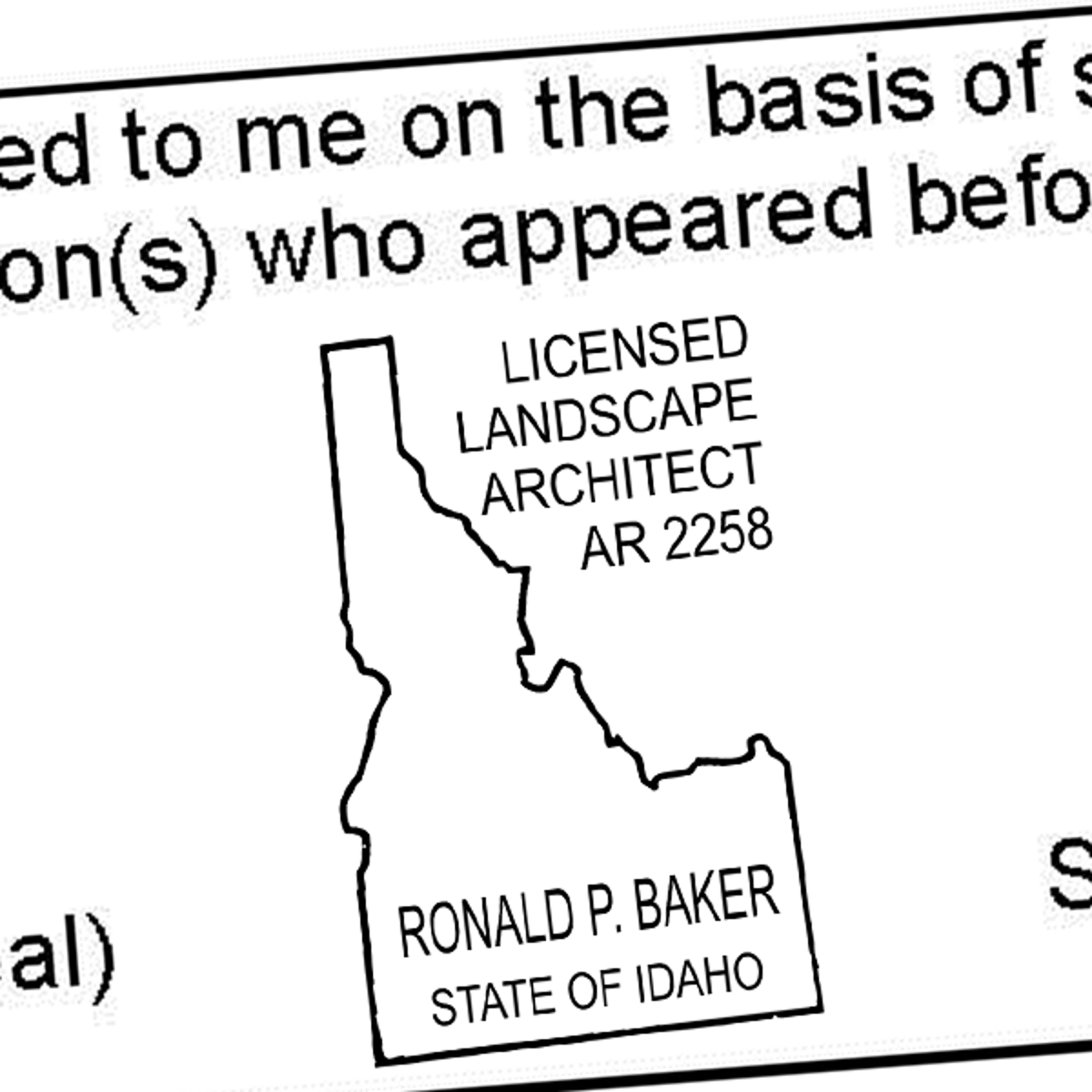 State of Idaho Landscape Architect Seal Imprint