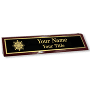 Piano Rosewood 2" x 10" Black Logo Desk Plate