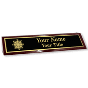 Piano Rosewood 2" x 10" Black Logo Desk Plate