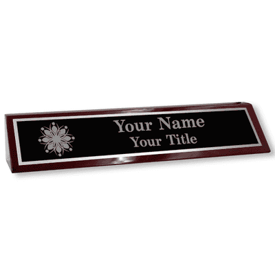 Piano Rosewood 2" x 10" Black Logo Desk Plate - alternate view