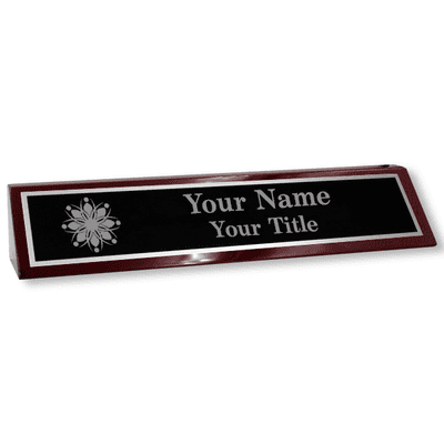 Piano Rosewood 2" x 10" Black Logo Desk Plate - alternate view