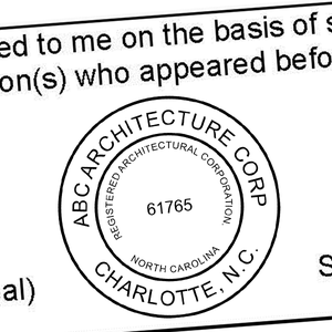 State of North Carolina Architectural Corporation Seal Imprint