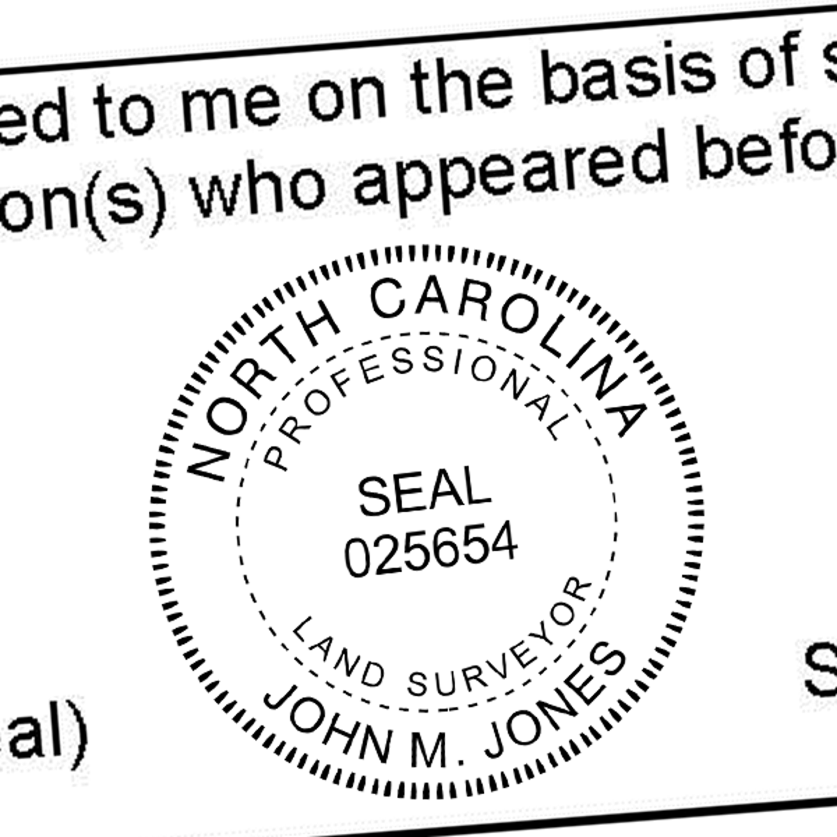 State of North Carolina Land Surveyor Seal Imprint