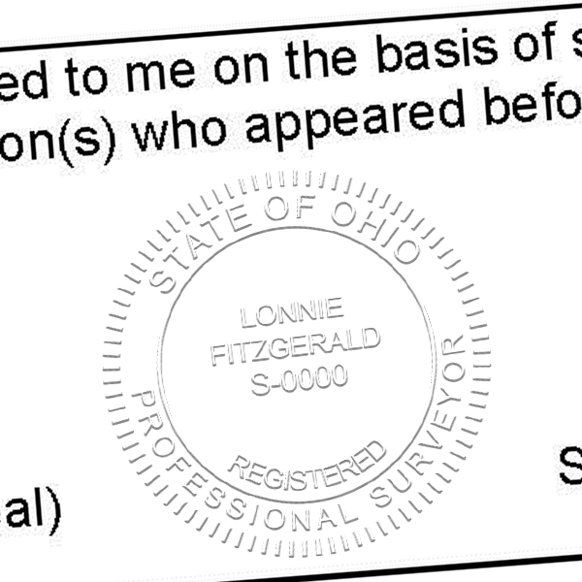 State of Ohio Land Surveyor Embosser Seal Imprint