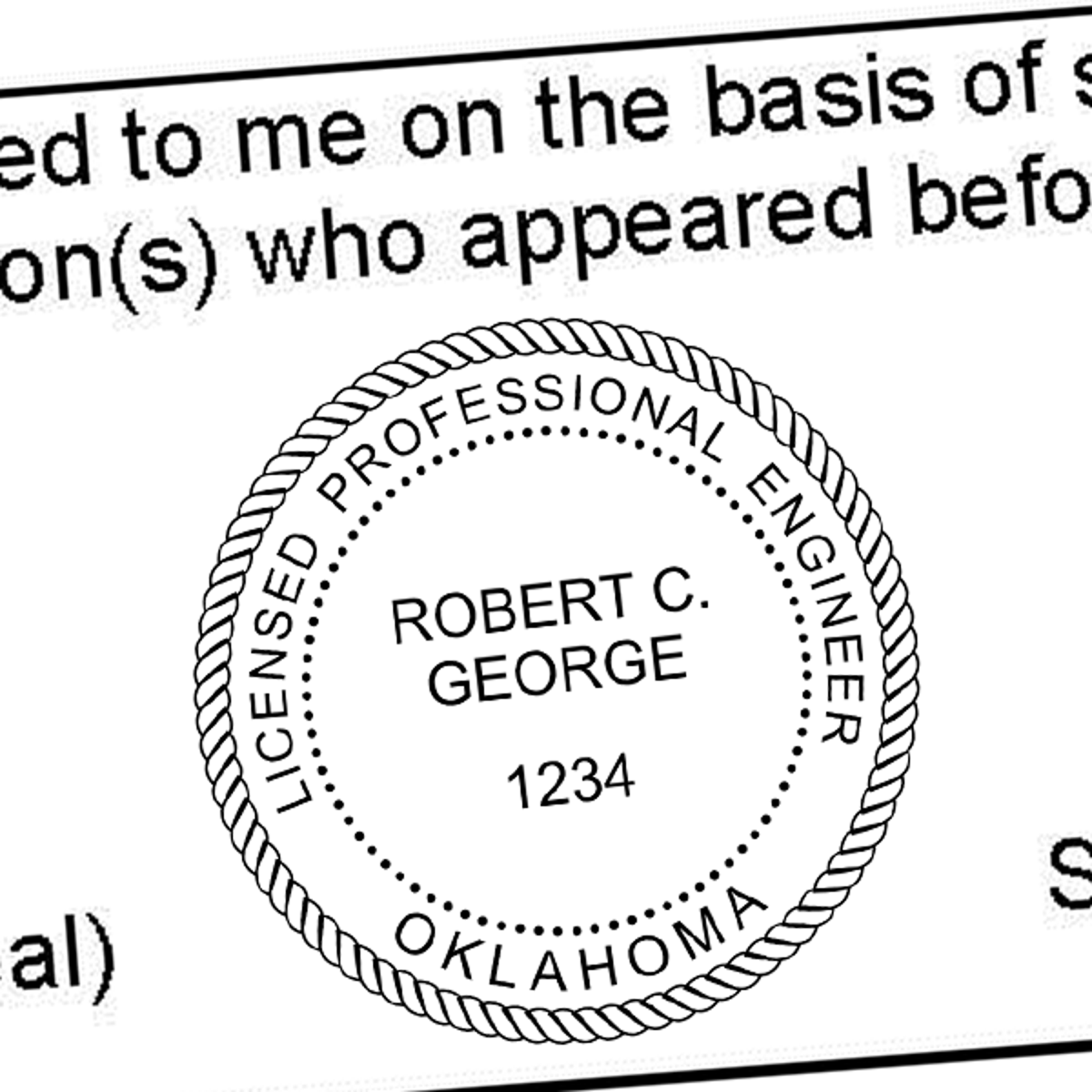 State of Oklahoma Engineer Seal Seal Imprint