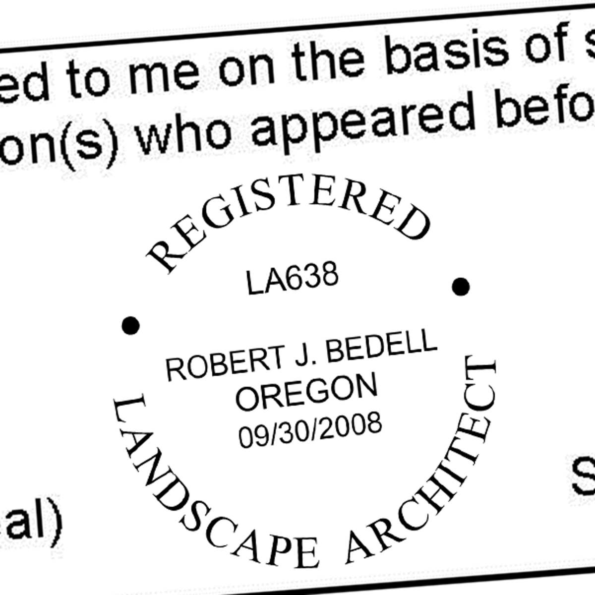 State of Oregon Landscape Architect Seal Imprint