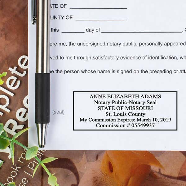 Missouri Notary Rectangle Impression on notary document