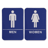 ADA Braille Men's & Women's Restroom Sign Set 6" x 9" Blue