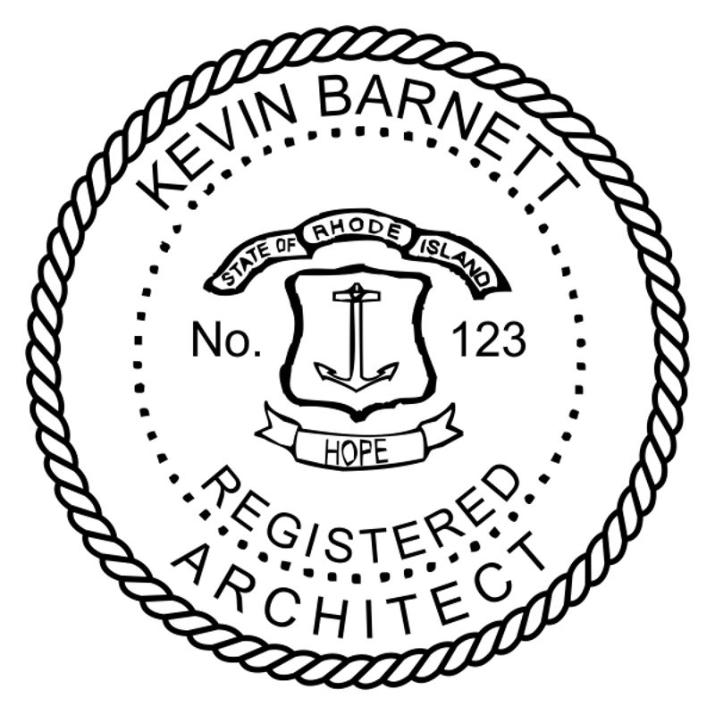 State of Rhode Island Architect Seal Imprint