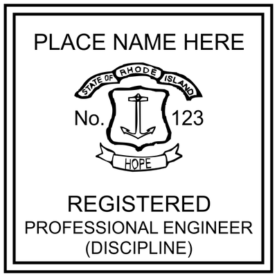 State of Rhode Island Professional Engineer Seal Stamp - alternate view