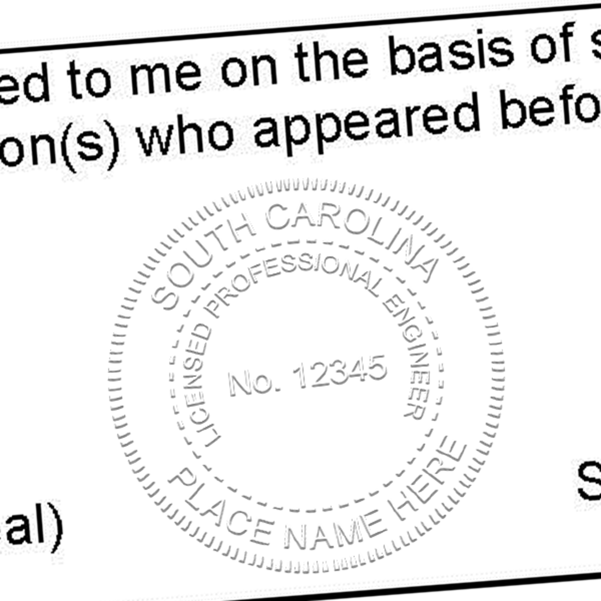 State of South Carolina Engineer Seal Seal Imprint