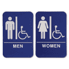ADA Braille Men's & Women's Handicap Restroom Sign Set 6" x 9" Blue
