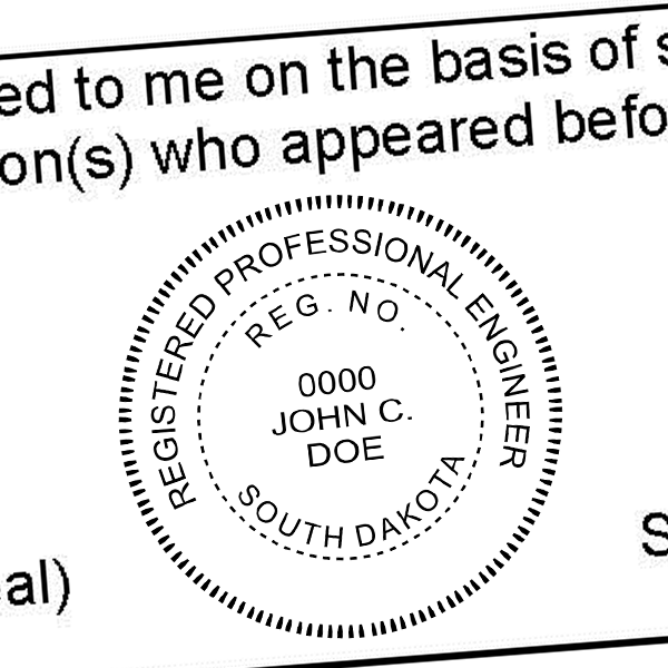 State of South Dakota Engineer Seal Seal Imprint