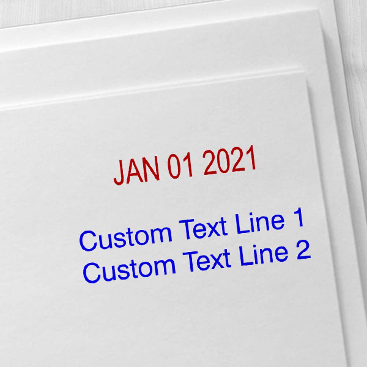 Self-Inking Date Stamp with Custom Text  Imprint Examples on Envelopes