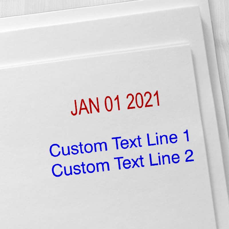 Self-Inking Date Stamp with Custom Text  Imprint Examples on Envelopes