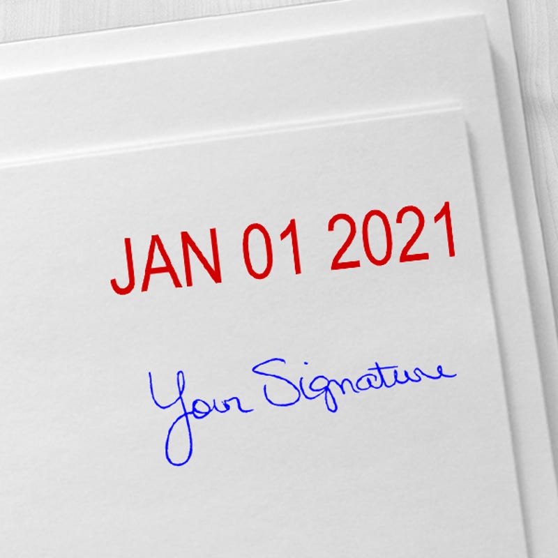 Self-Inking Date and Signature Stamp Imprint Examples on Envelopes
