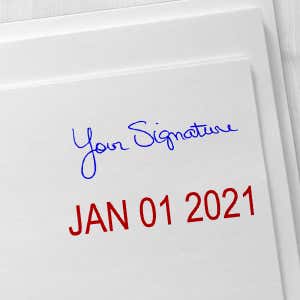 Signature Date Custom Rubber Stamp - Date Bottom Imprint Examples on Envelopes