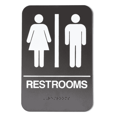 Brown Unisex ADA Braille Restrooms Sign | 9" x 6"