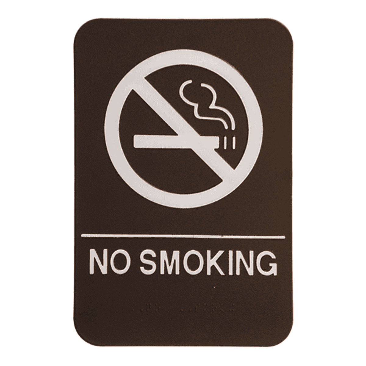 Brown No Smoking Sign w/ Braille