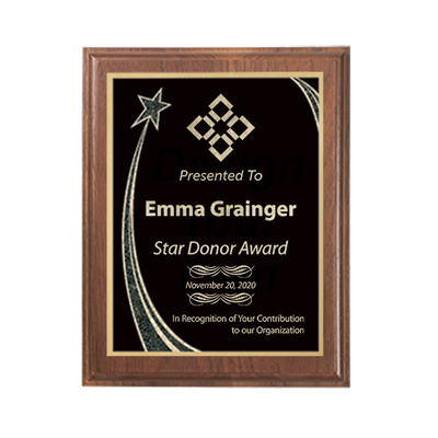 8 x 10 Donor Recognition Rising Star Walnut Plaque