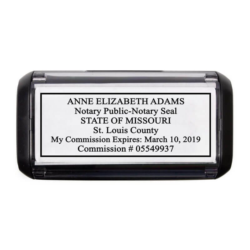 Missouri Notary Rectangle Overhead shot of index label