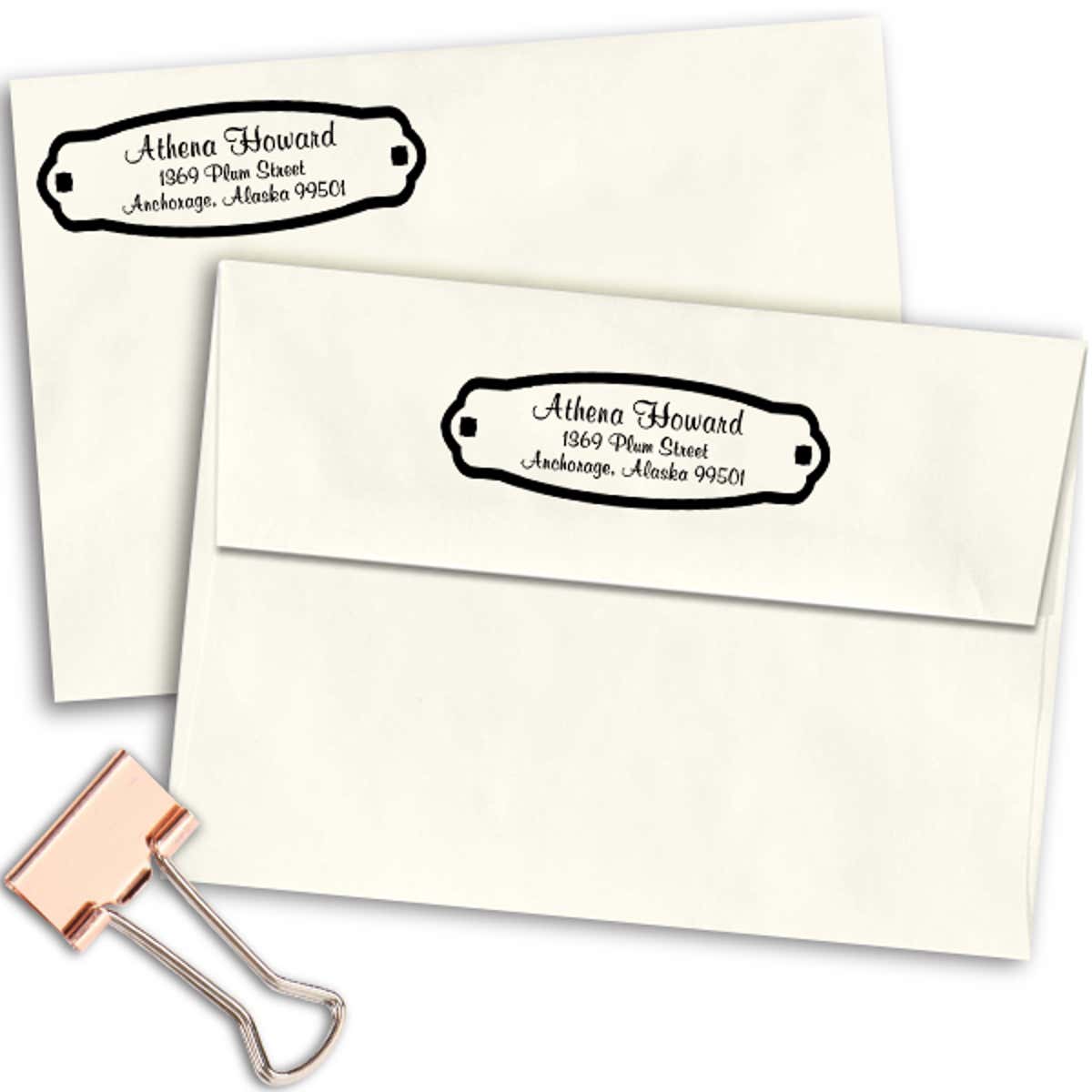 Plaque Styled Custom Address Stamp Imprint Example