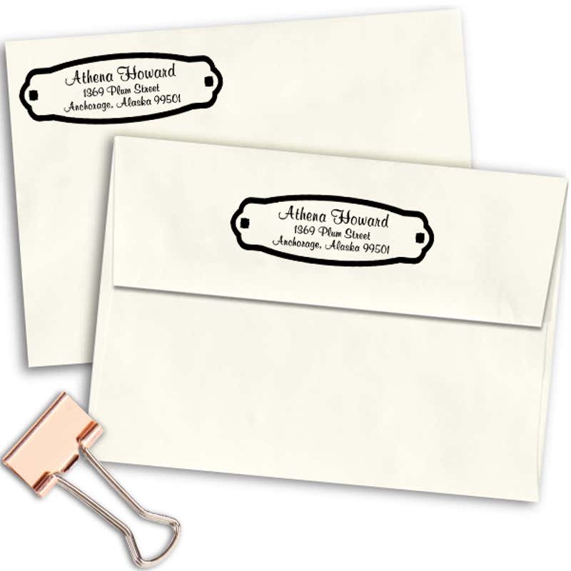 Plaque Styled Custom Address Stamp Imprint Example
