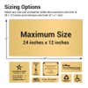 Various engraved brass sign sizes next to each other 