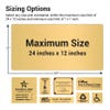 Various engraved brass sign sizes next to each other 
