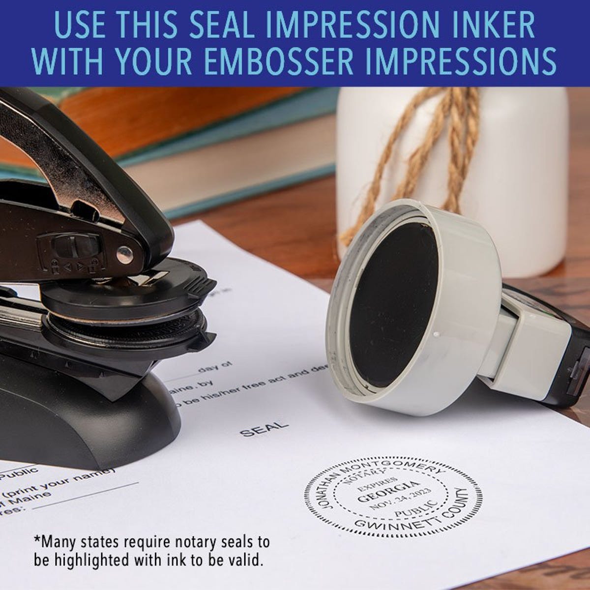 Pre-Inked Stamp on Embossed Impression