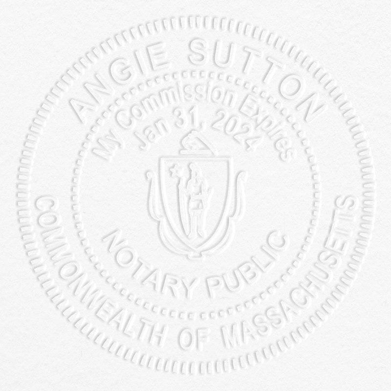 Notary embosser impression for Massachusetts 