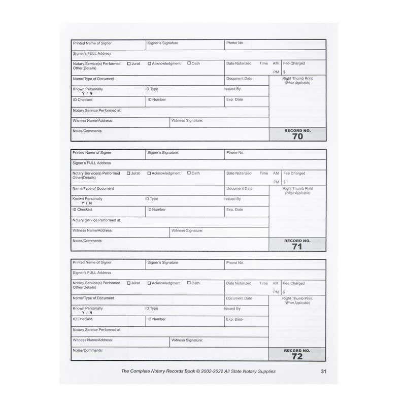 The Inside of the Complete Notary Records Book 