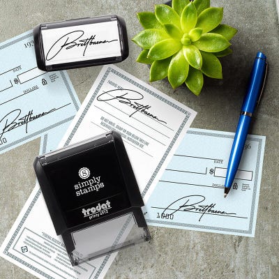 Medium Signature Stamp, 1 7/8" x 0.75" Impression Size - alternate view