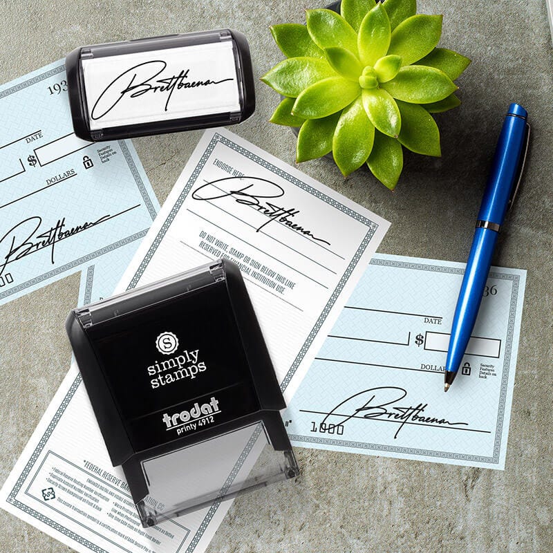 Example of the Medium Self-Inking Signature Custom Stamp in use on paper