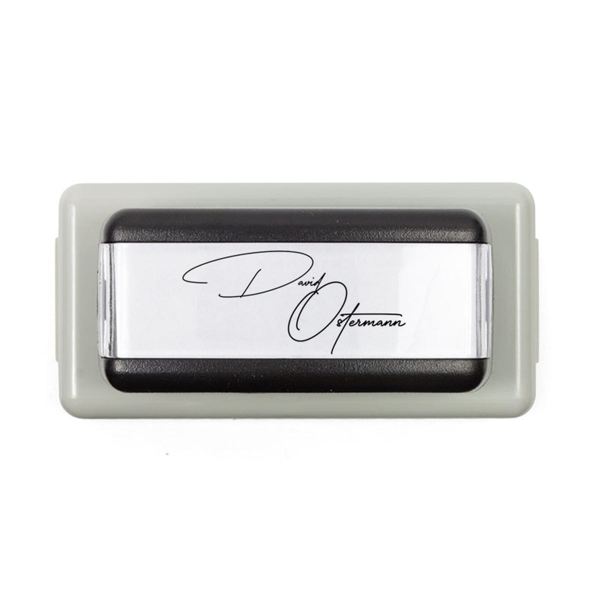 Overhead view of Pre-Inked Signature Stamp Using the MaxLight MAX-115S by Trodat