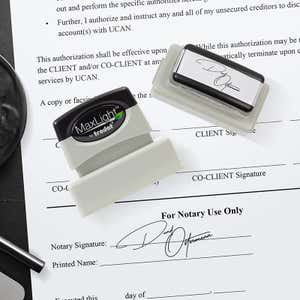 Example Impression on paper of Pre-Inked Signature Stamp Using the MaxLight MAX-115S by Trodat
