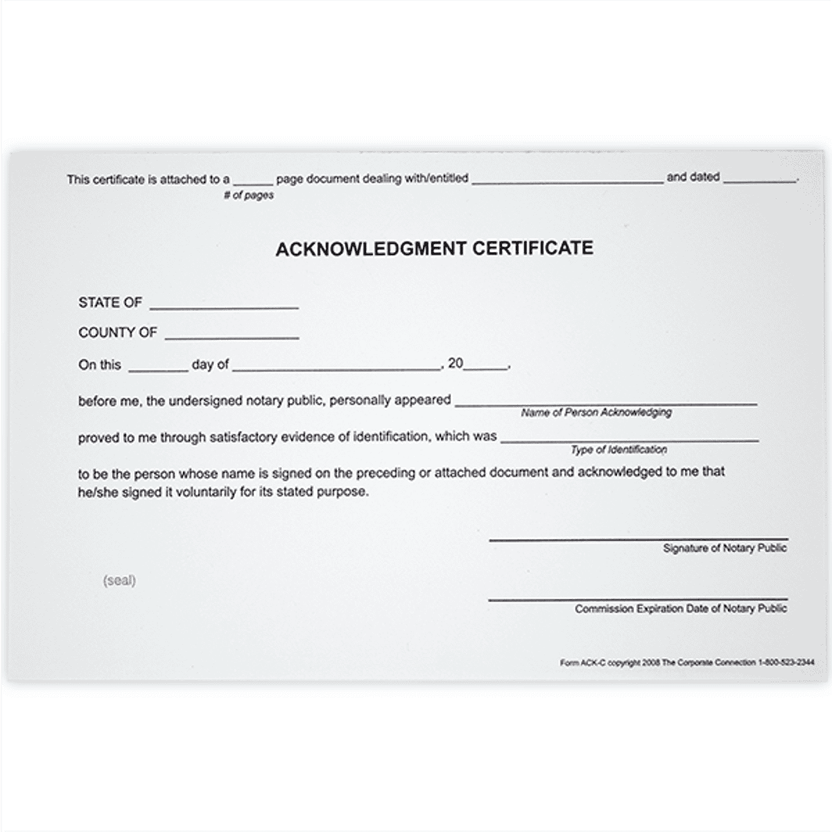 Acknowledgment Notary Certificates