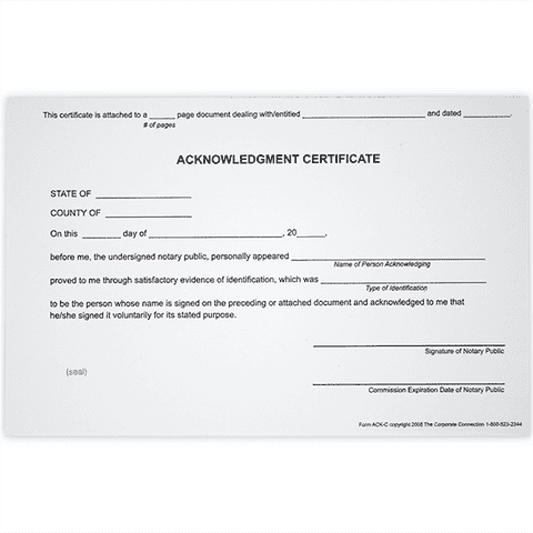 Acknowledgment Notary Certificates