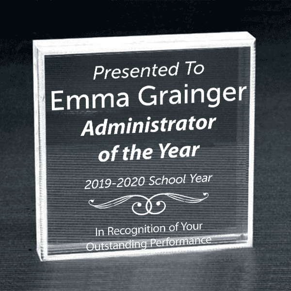 Admin of the Year Clear Paperweight