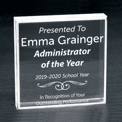 Admin of the Year Clear Paperweight
