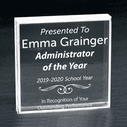 Admin of the Year Clear Paperweight