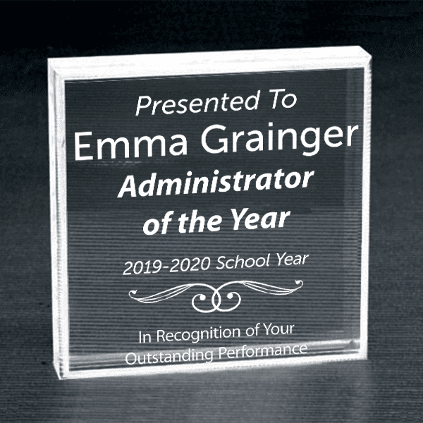 Admin of the Year Clear Paperweight