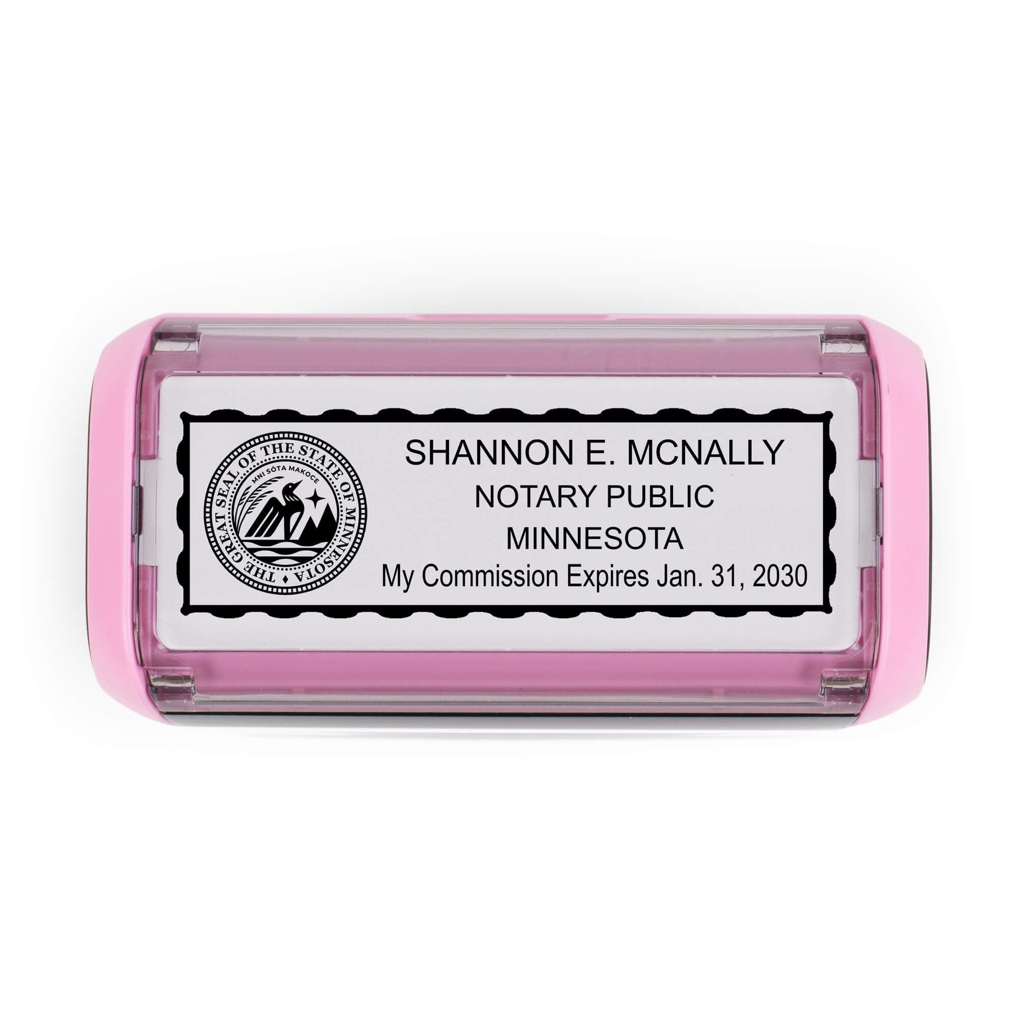 Minnesota Pink Rectangle Notary Stamp