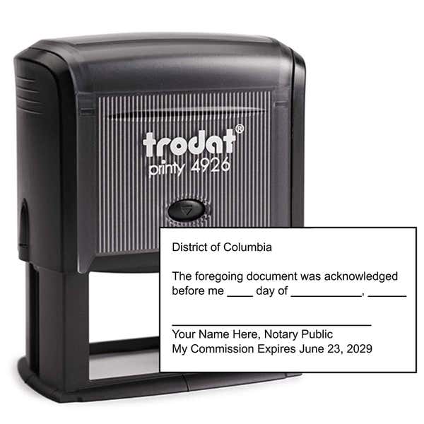 District of Columbia Acknowledgement Stamp for Affidavit Notary Public