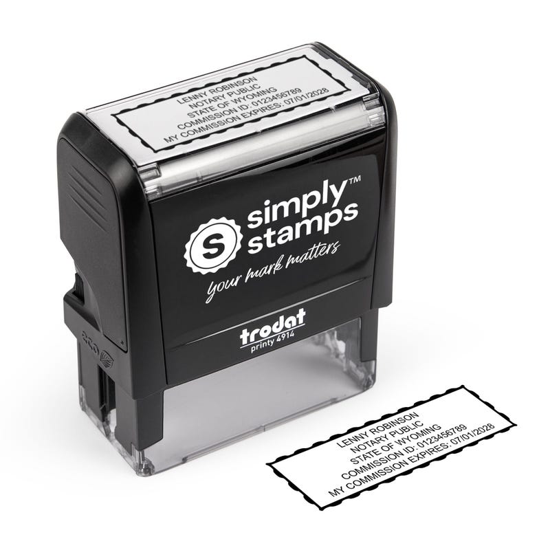 The self-inking stamp version of the Wyoming Rectangle Notary Seal