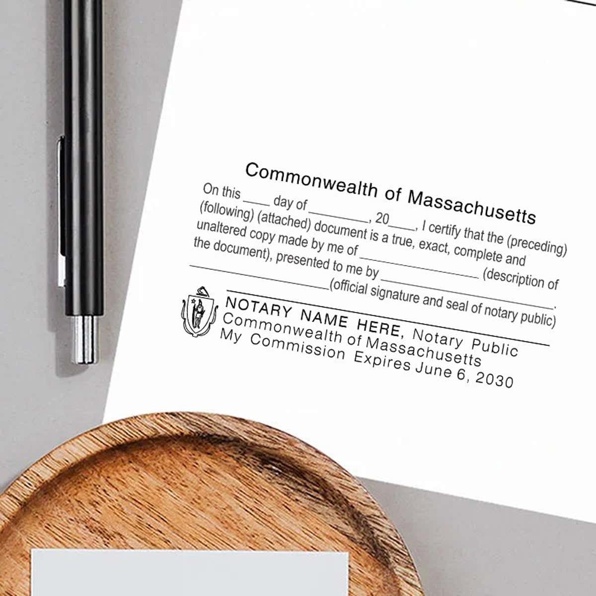 Impression of Massachusetts CERTIFIED TRUE COPY Notary Stamp on white paper