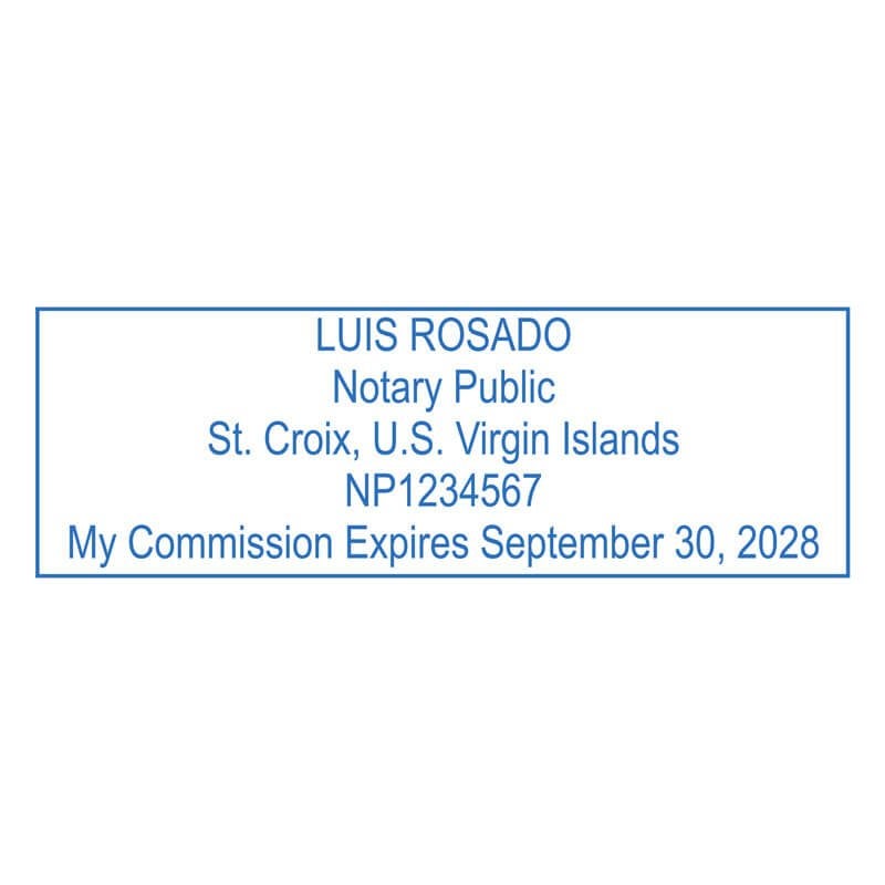 U.S. Virgin Islands Notary Pink Stamp - Rectangle Imprint Example