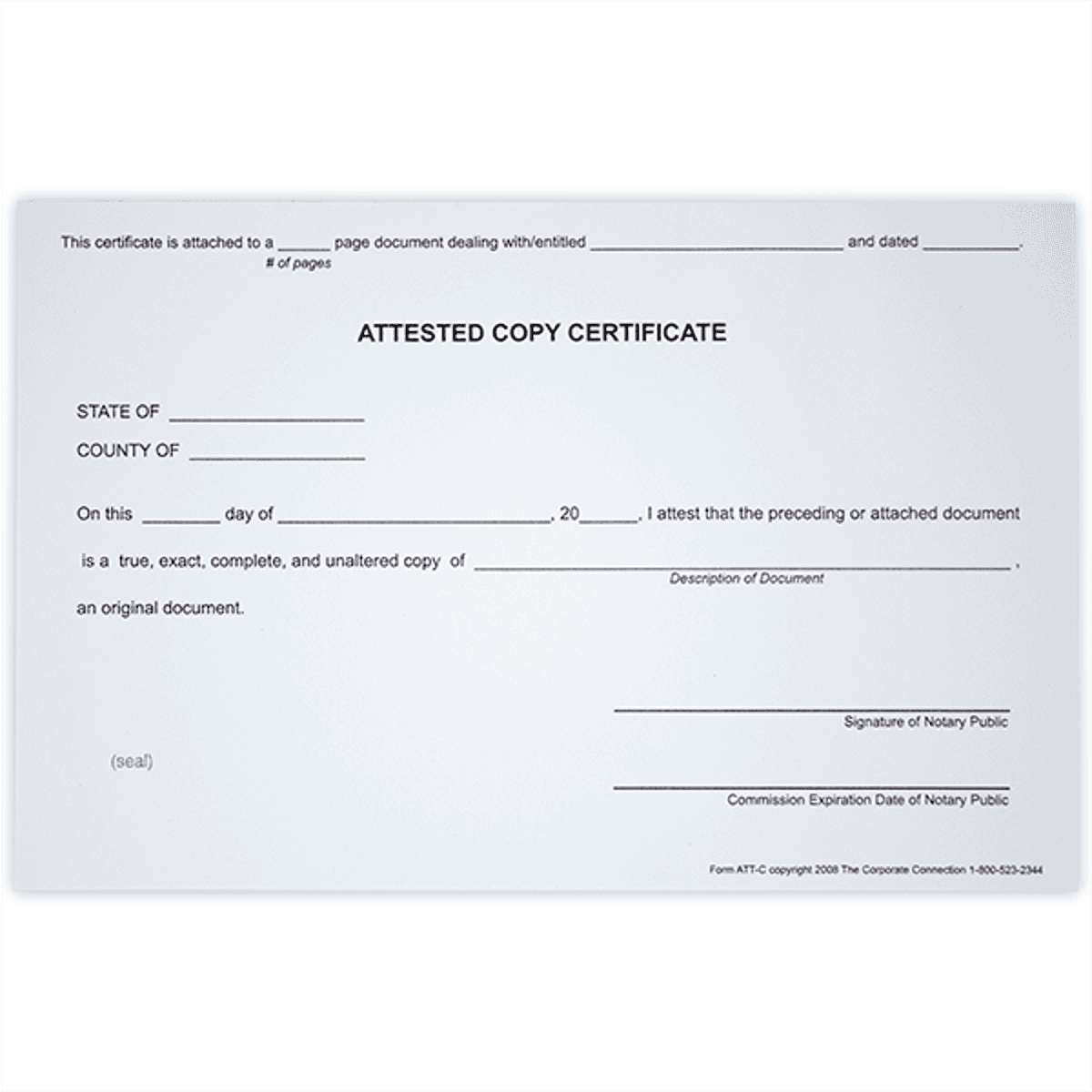 Attested Copy Notary Certificates