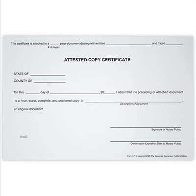 Attested Copy Notary Certificates