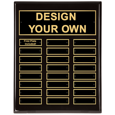 Black Piano Finish 11" x 14" Perpetual Plaque with 24 plates